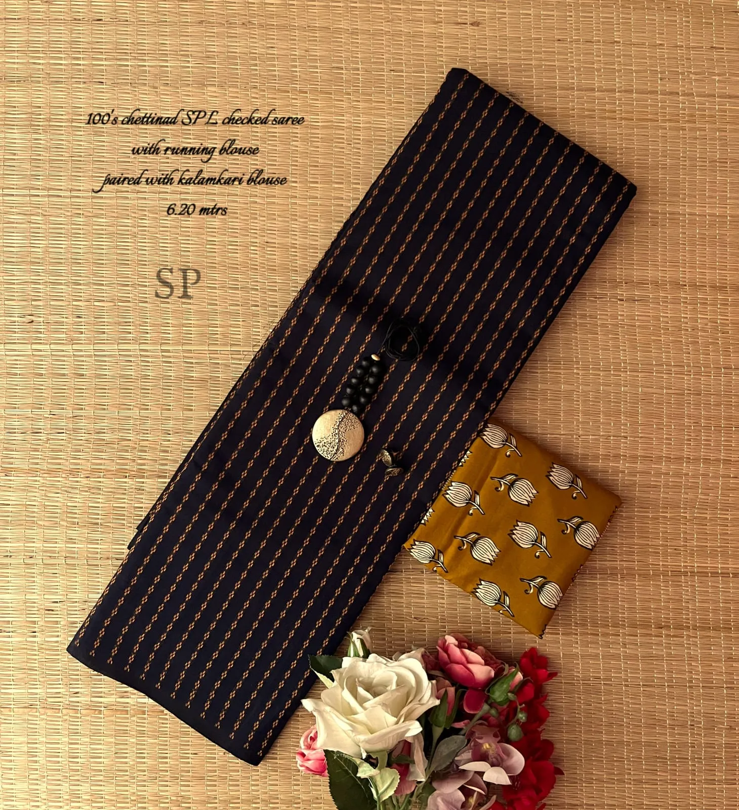 Chettinad Heritage Cotton Saree with Ikkat Blouse
